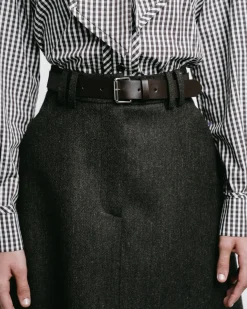 A-Line Belted Midi Skirt