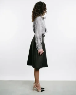 A-Line Belted Midi Skirt