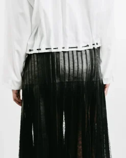 Alix Leather Strip & Lace Skirt
