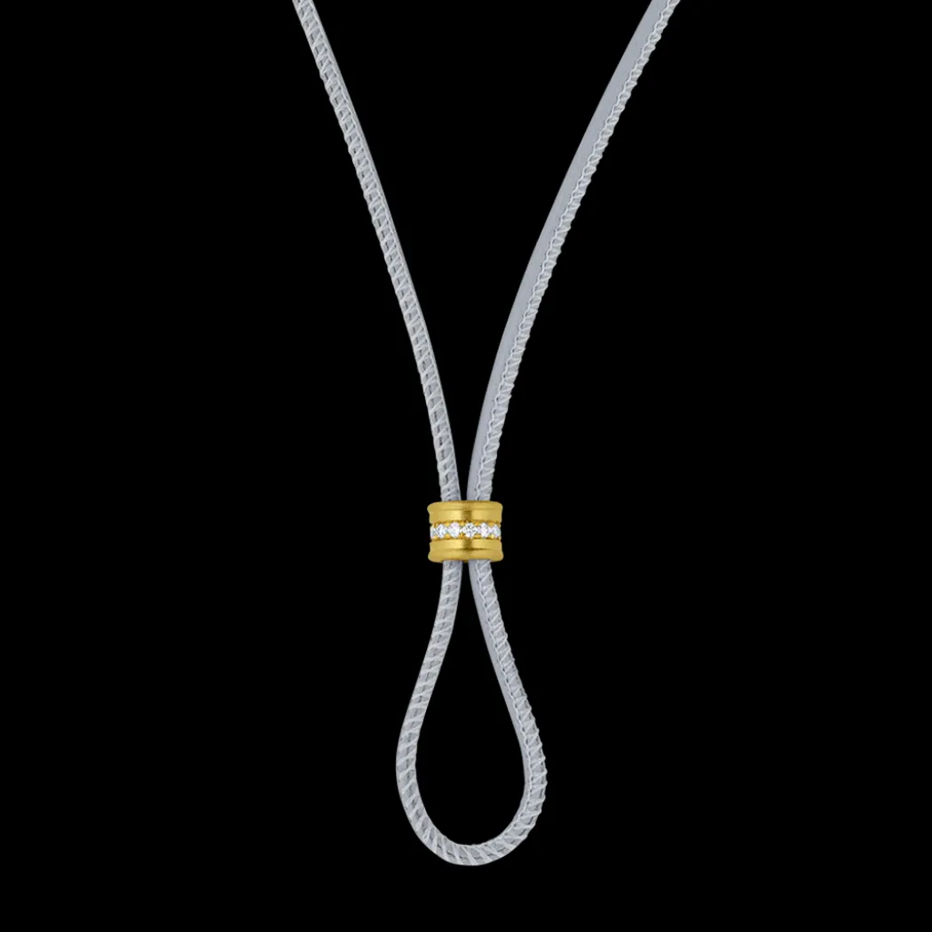Amani Grey Leather Cord With Diamond Slider Necklace