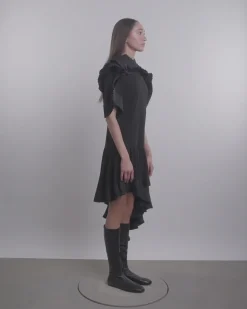 Asymmetric Pleated Georgette Dress
