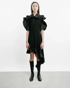 Asymmetric Pleated Georgette Dress