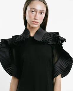 Asymmetric Pleated Georgette Dress