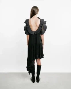 Asymmetric Pleated Georgette Dress