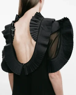 Asymmetric Pleated Georgette Dress