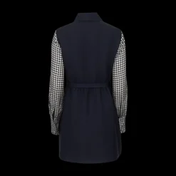 Belted Dress With Contrast Sleeves