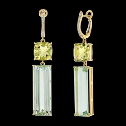 Beryl Lemon Quartz Diamond Drop Earrings