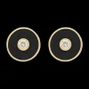 Black Small Discs Earrings