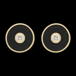 Black Small Discs Earrings