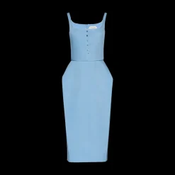 Buttoned Hip Pad Dress