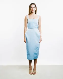 Buttoned Hip Pad Dress