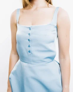 Buttoned Hip Pad Dress