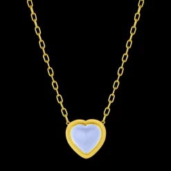 Chalcedony Cabochon Heart Necklace