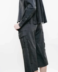 Cropped Glen Checked Pants