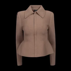Crêpe Knit Peplum Collar Jacket