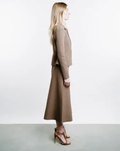 Crêpe Knit Peplum Collar Jacket
