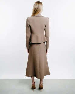 Crêpe Knit Peplum Collar Jacket