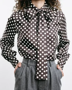 Dots Long-Sleeve Bow-Tie Shirt