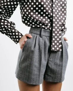 Dots Long-Sleeve Bow-Tie Shirt