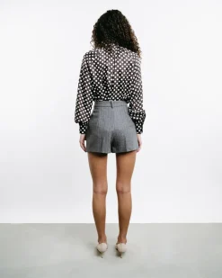 Dots Long-Sleeve Bow-Tie Shirt