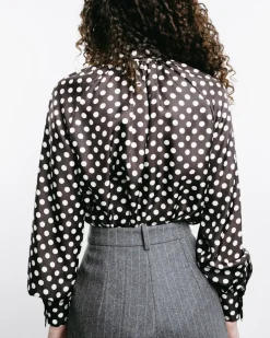 Dots Long-Sleeve Bow-Tie Shirt
