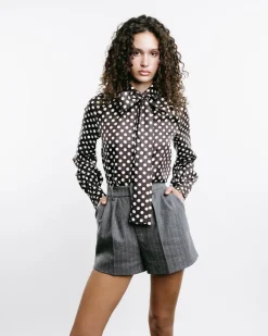 Dots Long-Sleeve Bow-Tie Shirt