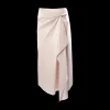Draped Satin Midi Skirt