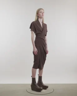 Draped Wrap Midi Dress