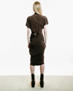 Draped Wrap Midi Dress