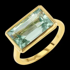 Emerald-Cut Light Green Beryl Ring