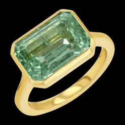 Emerald-Cut Seafoam Green Tourmaline Ring