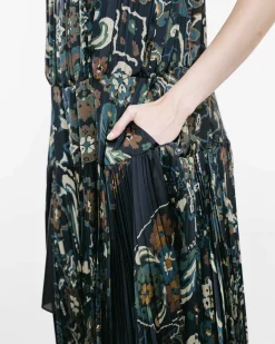 Floral Gathered & Pleated Dress