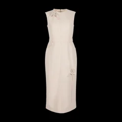 Floral-Appliqué Midi Dress