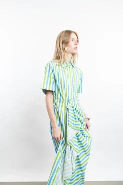 Gathered Ruffle Shirtdress