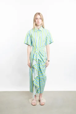 Gathered Ruffle Shirtdress