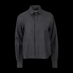 Glen Check Mixed Media Button-Up Shirt