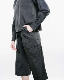 Glen Check Mixed Media Button-Up Shirt