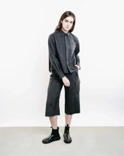 Glen Check Mixed Media Button-Up Shirt