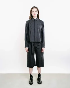 Glen Check Mixed Media Button-Up Shirt