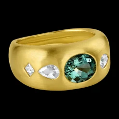 Green Tourmaline & Diamond Tilly Ring
