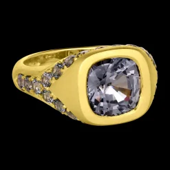 Grey Spinel Bezel-Set Ring