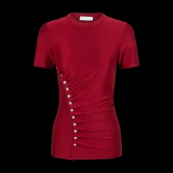 Haut Short-Sleeve Snap Ruched Top