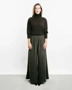 High-Waisted Herringbone Pants