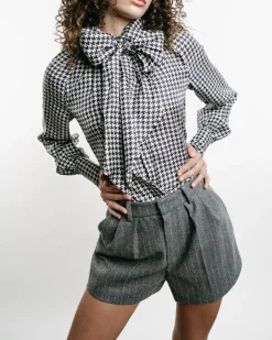 Houndstooth Bow-Tie Shirt