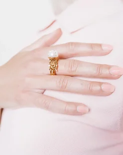 Jellyfish White Pearl Stackable Ring