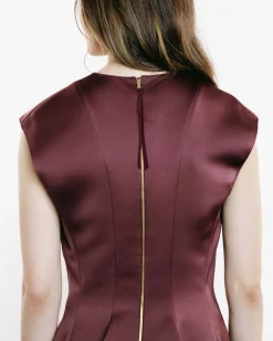 Knee-Length Paneled Satin Dress