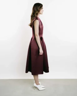 Knee-Length Paneled Satin Dress