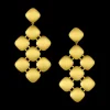 Long 18K Yellow Gold Cushion Chandelier Earrings