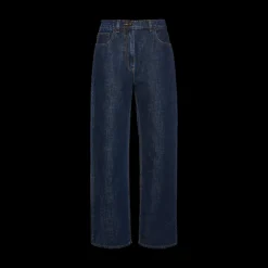 Loose-Leg Faded Denim Pants