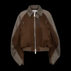 Mixed-Media Cotton Chino & Nylon Bomber Jacket